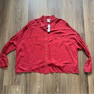 Ariat Womens Valley of Fire Shirt Button Drop‎ Shoulder XL Red Long Sleeve NEW